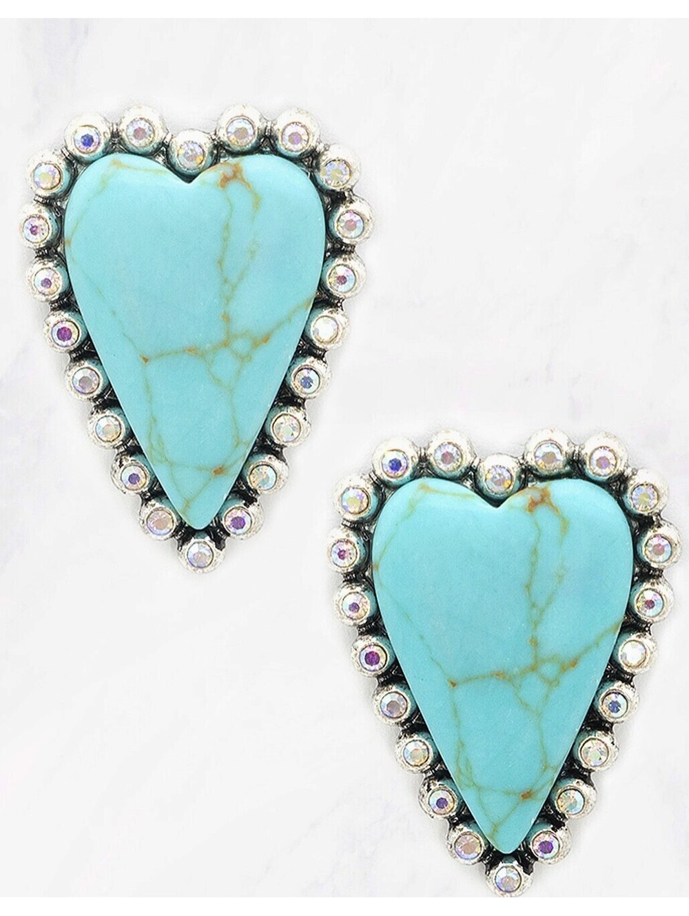 Turquoise Heart Rodeo, Western, Boutique Earrings